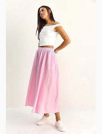 Jupe longue trapèze taille haute avec poches lucci