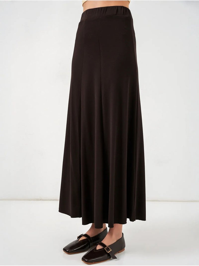 Jupe longue trapèze taille haute bdart Marron chocolat - Kiabi