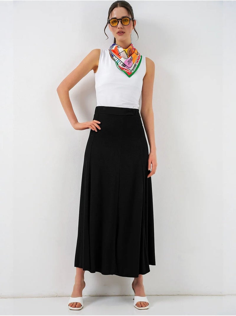 Jupe longue trapèze taille haute bdart Noir - Kiabi