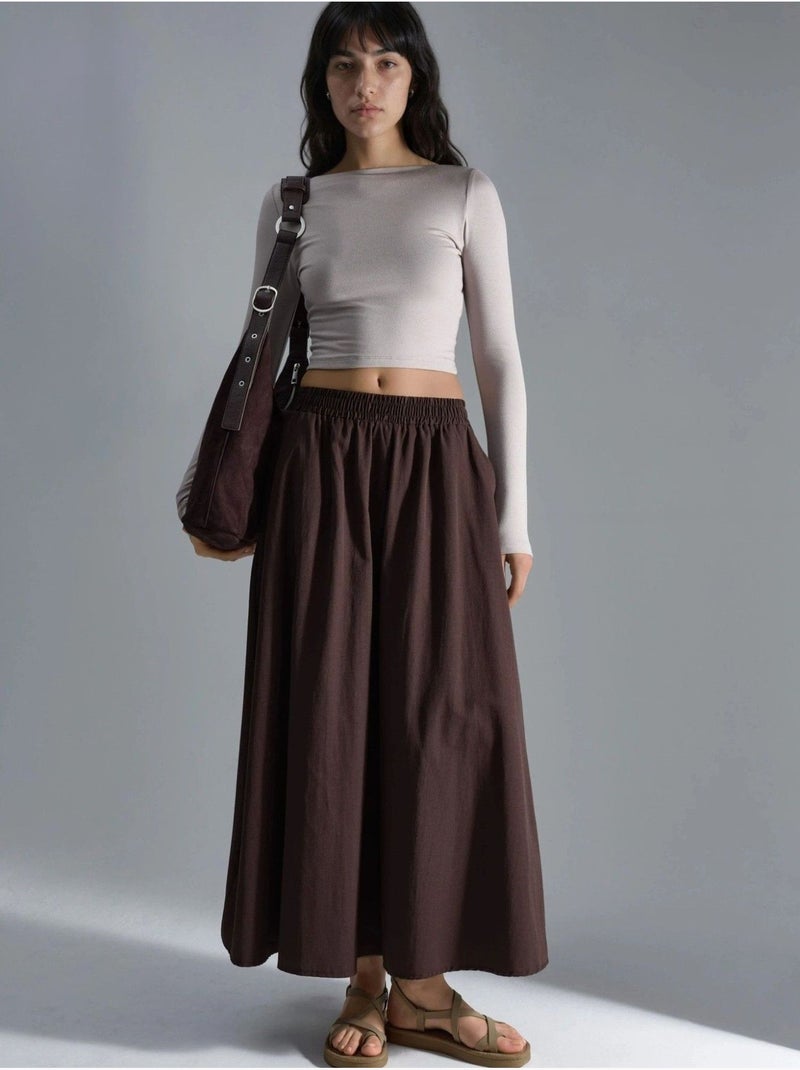 Jupe longue trapèze taille haute busem Marron noisette - Kiabi