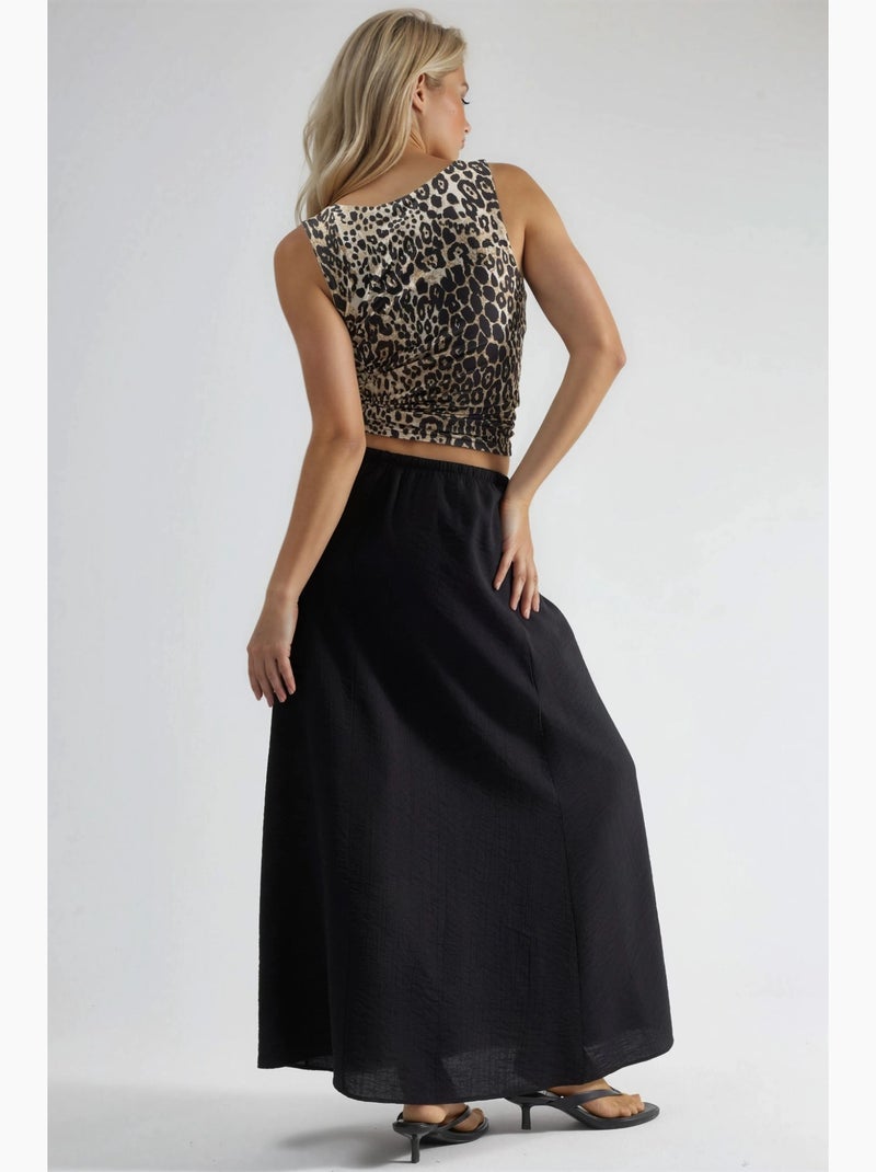 Jupe longue trapèze taille haute busem Noir - Kiabi