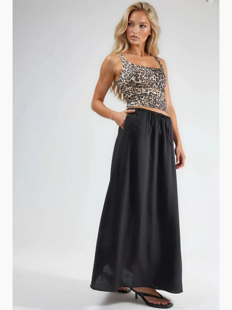 Jupe longue trapèze taille haute busem Noir - Kiabi