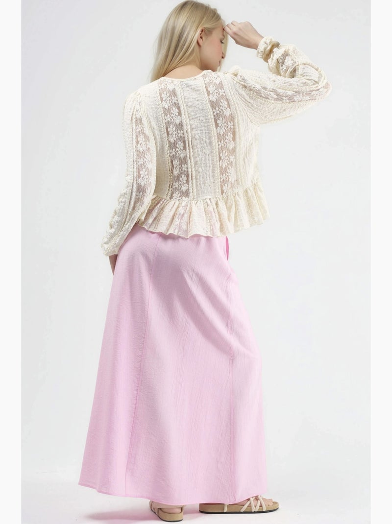 Jupe longue trapèze taille haute busem Rose pâle - Kiabi