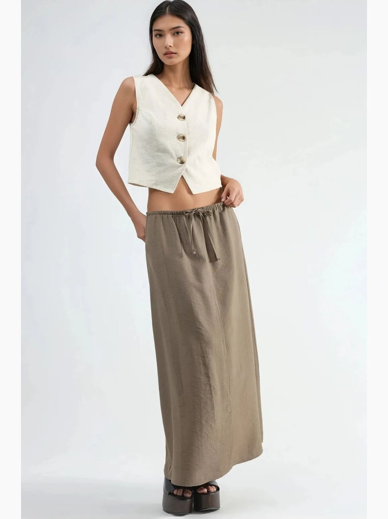 Jupe longue trapèze taille haute busem Taupe - Kiabi