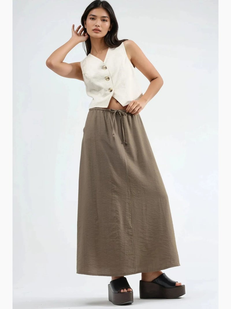 Jupe longue trapèze taille haute busem Taupe - Kiabi