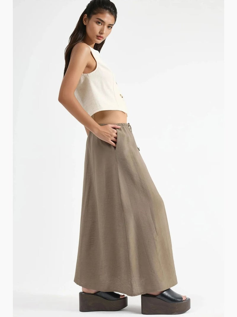 Jupe longue trapèze taille haute busem Taupe - Kiabi