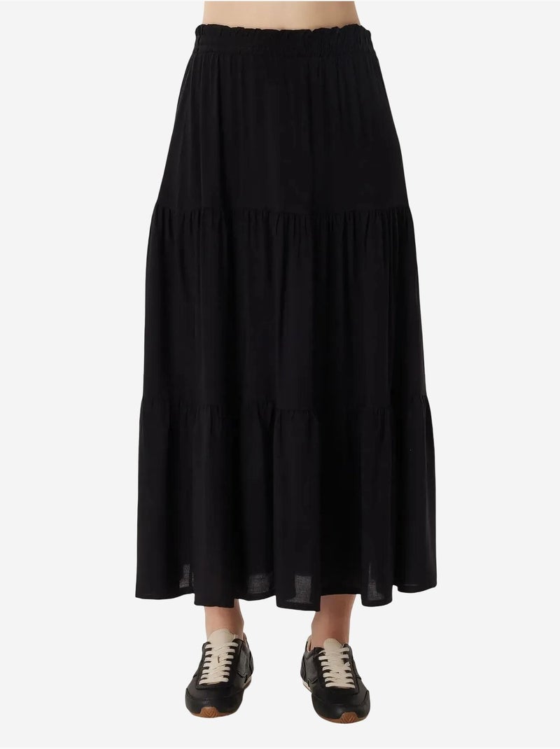 Jupe longue trapèze taille haute istanbul Noir - Kiabi