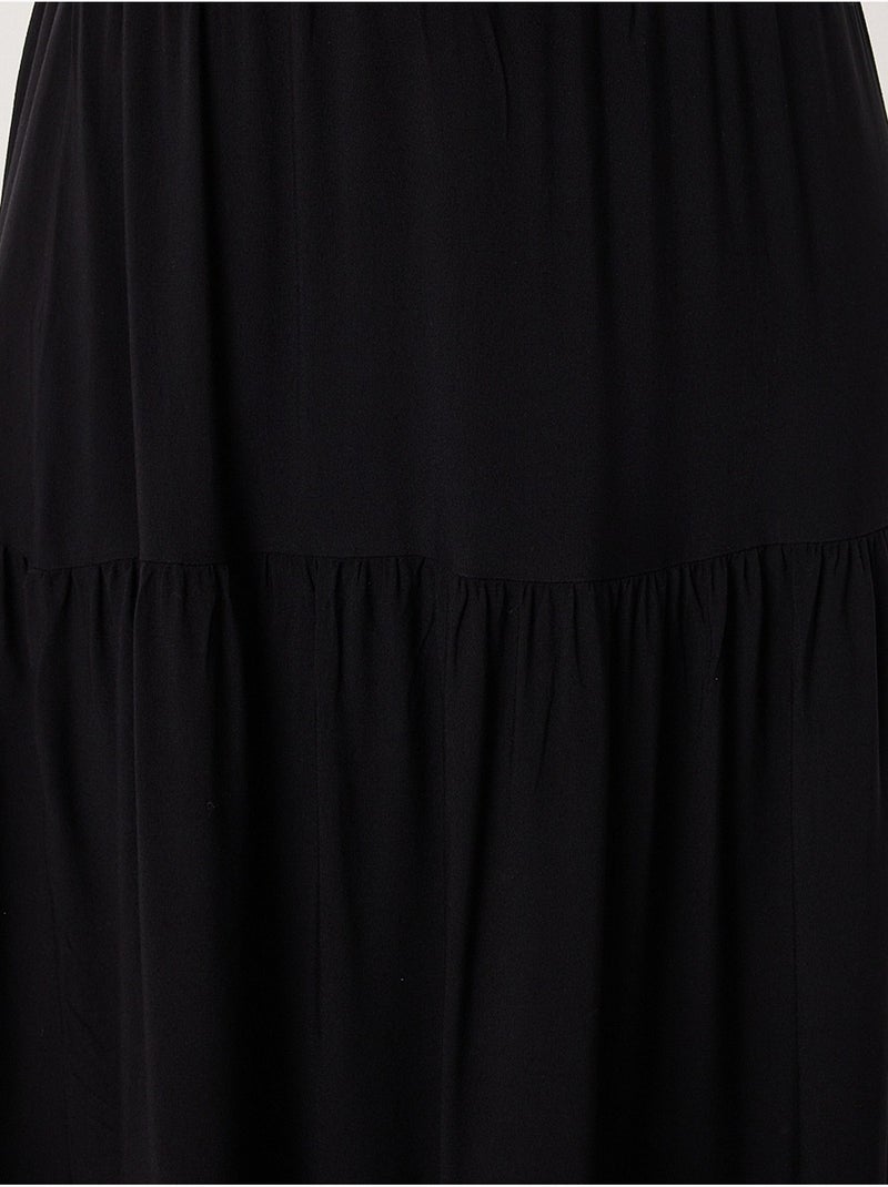 Jupe longue trapèze taille haute istanbul Noir - Kiabi