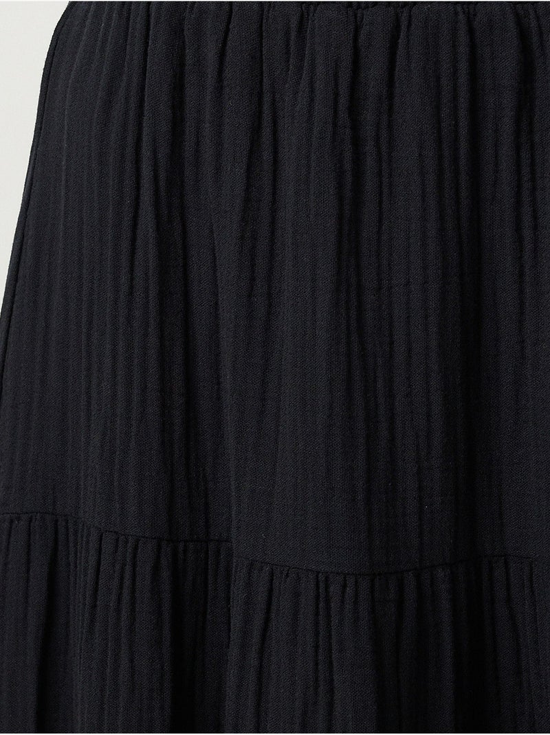 Jupe longue trapèze taille haute istanbul Noir - Kiabi