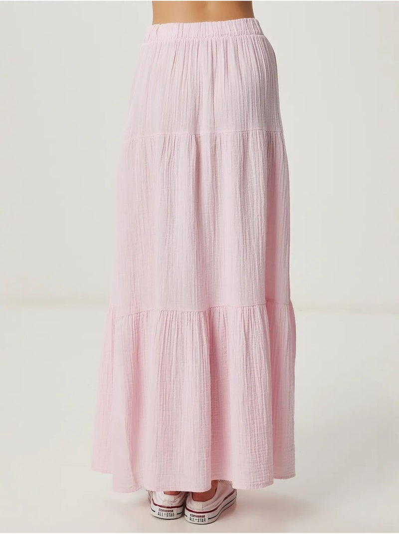 Jupe longue trapèze taille haute istanbul Vieux rose - Kiabi