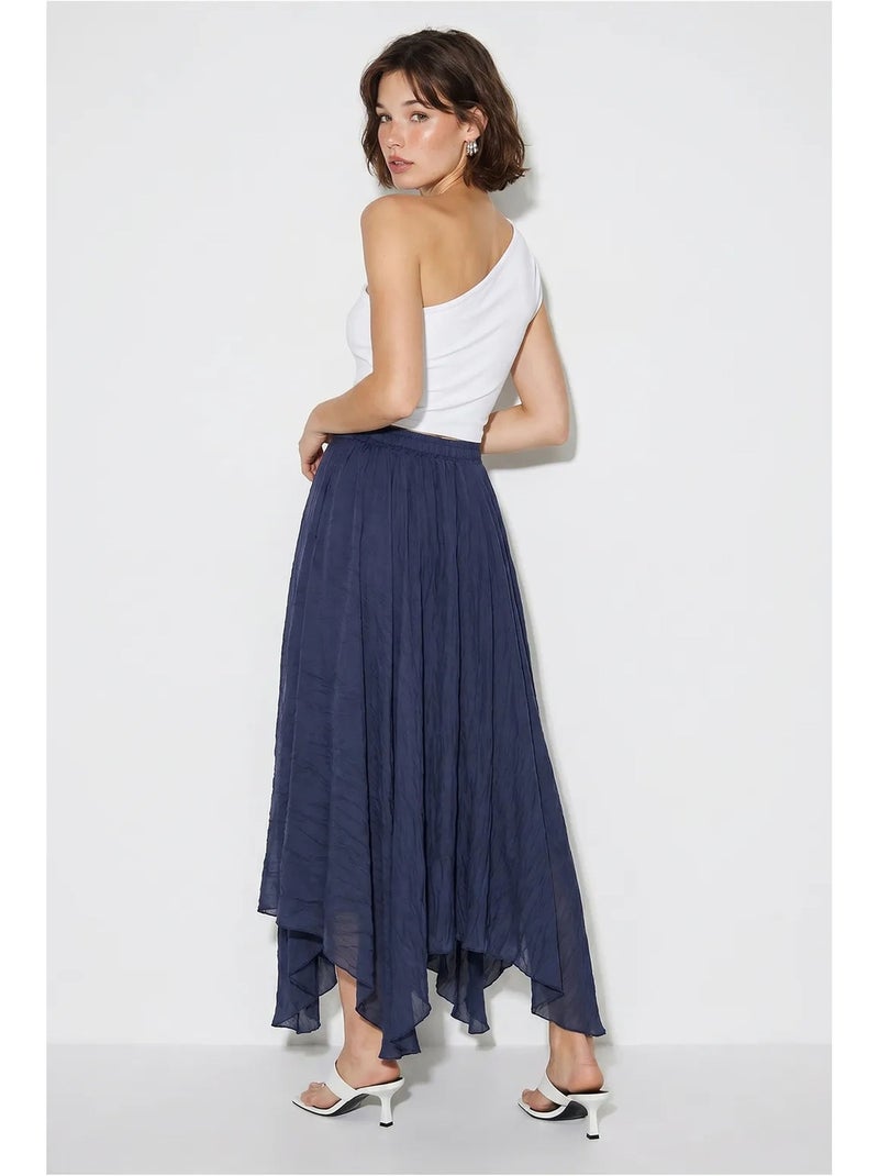 Jupe longue trapèze taille haute lucci Bleu marine - Kiabi