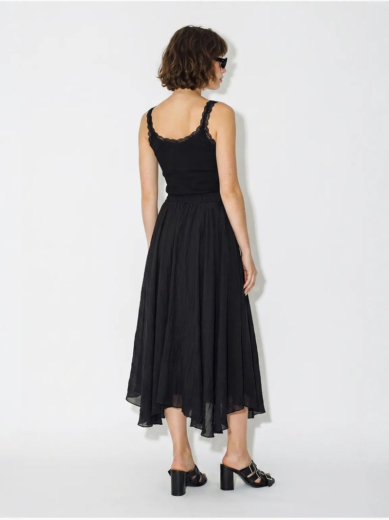 Jupe longue trapèze taille haute lucci Noir - Kiabi