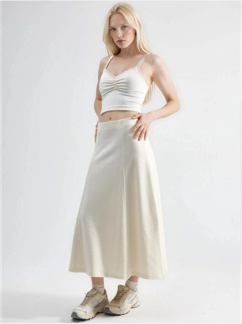 Jupe longue trapèze texturée taille haute busem Beige - Kiabi