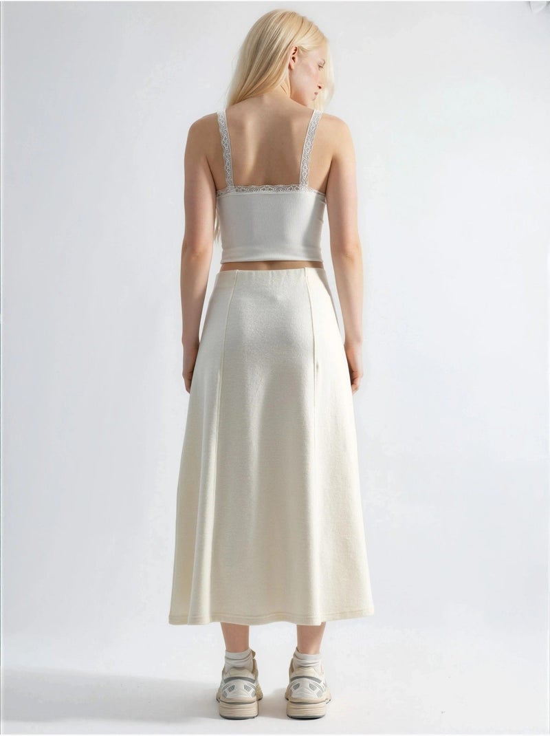 Jupe longue trapèze texturée taille haute busem Beige - Kiabi