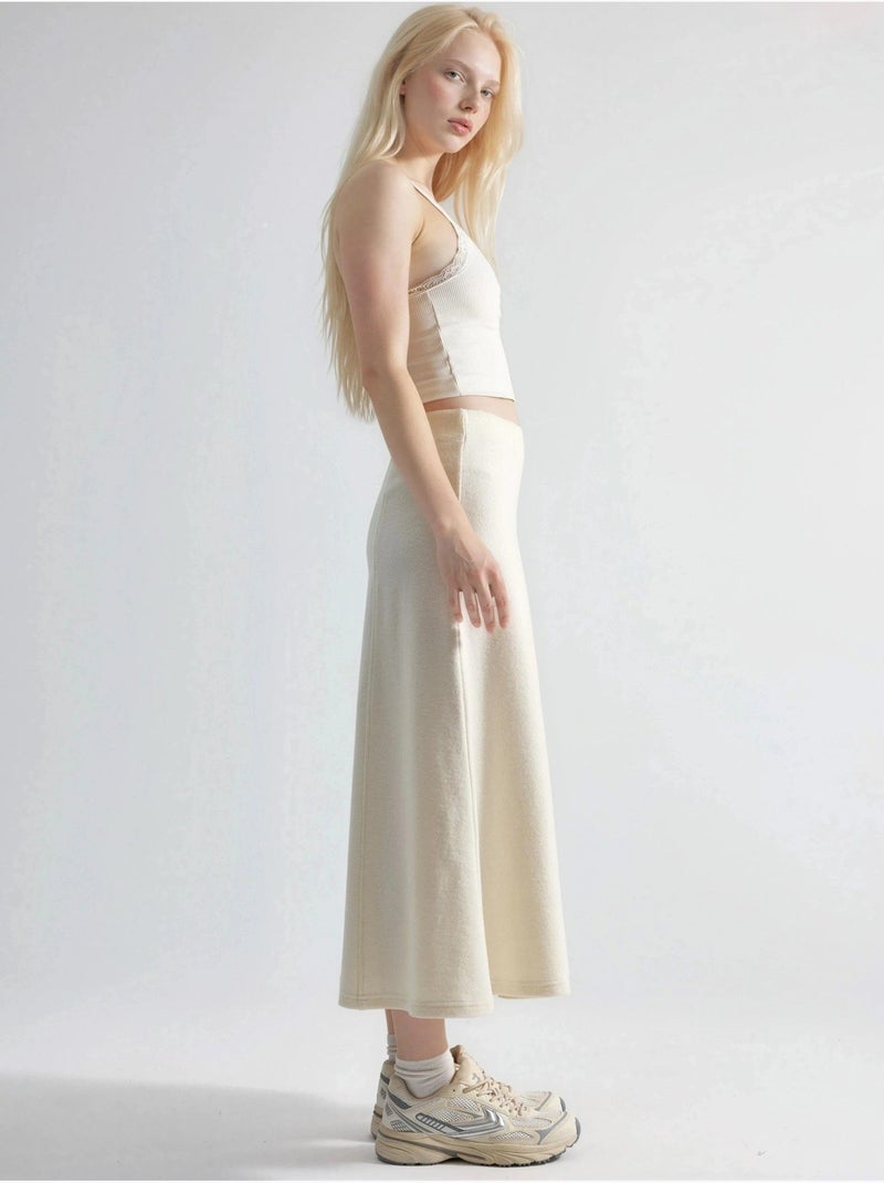 Jupe longue trapèze texturée taille haute busem Beige - Kiabi