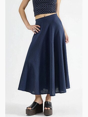 Jupe longue trapèze texturée taille haute busem