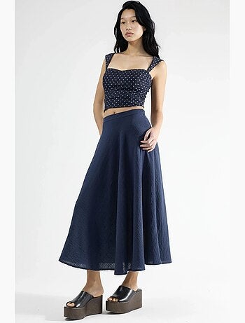 Jupe longue trapèze texturée taille haute busem