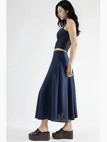 Jupe longue trapèze texturée taille haute busem