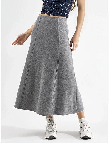 Jupe longue trapèze texturée taille haute busem