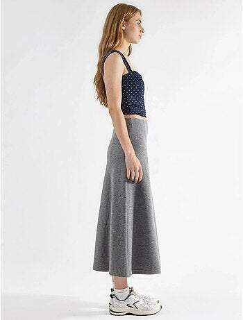 Jupe longue trapèze texturée taille haute busem