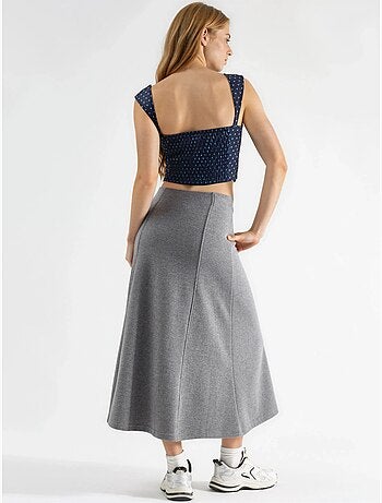 Jupe longue trapèze texturée taille haute busem