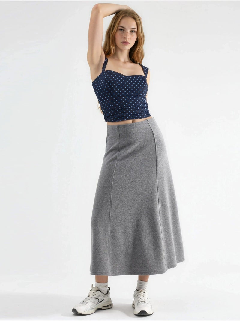 Jupe longue trapèze texturée taille haute busem Gris foncé - Kiabi