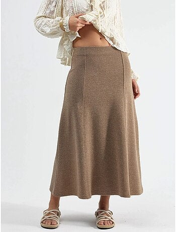 Jupe longue trapèze texturée taille haute busem