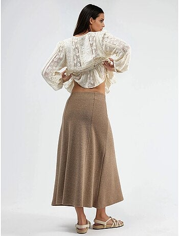 Jupe longue trapèze texturée taille haute busem