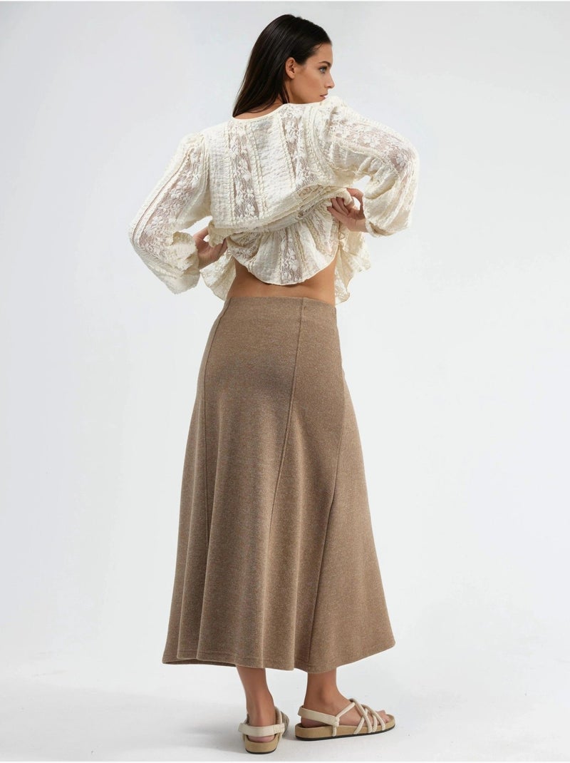 Jupe longue trapèze texturée taille haute busem Marron chocolat - Kiabi