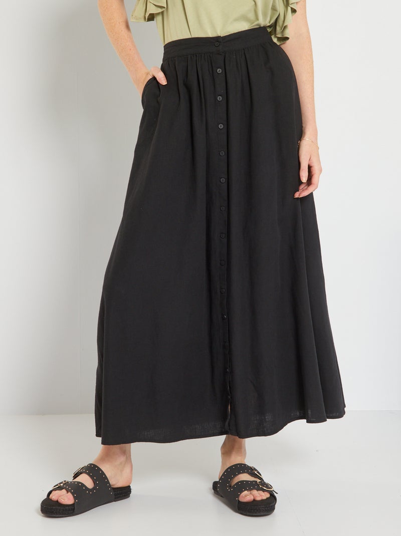 Jupe longue unie Noir Kiabi