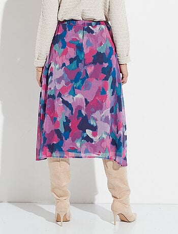 Jupe longue voile imprimé taille élastiqué - Afibel