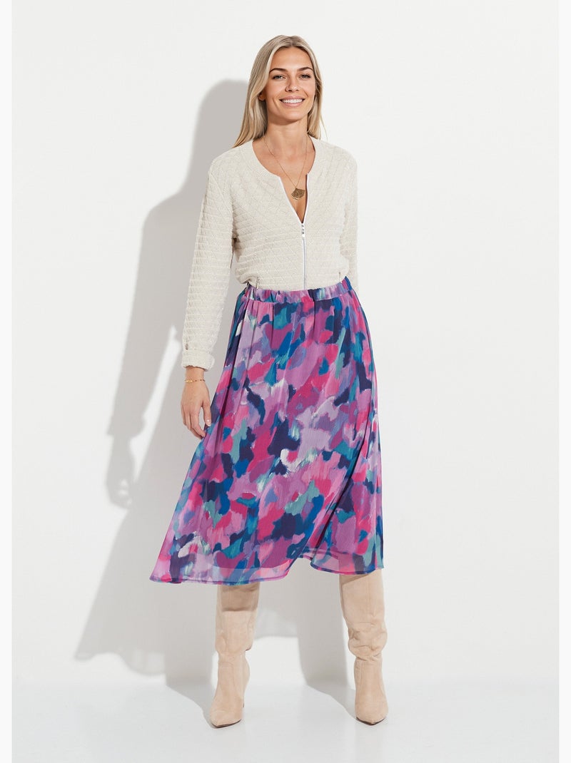 Jupe longue voile imprimé taille élastiqué - Afibel Multicolore - Kiabi