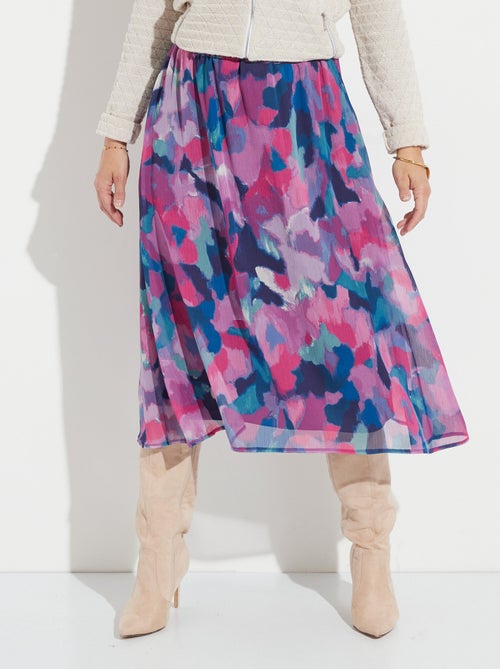 Jupe longue voile imprimé taille élastiqué - Kiabi