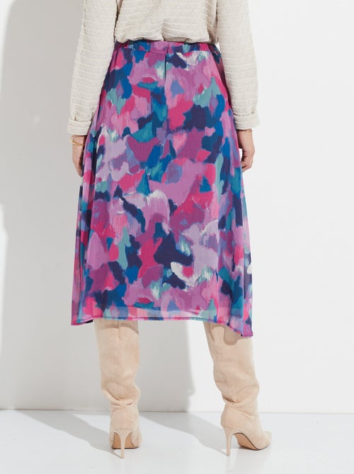 Jupe longue voile imprimé taille élastiqué - Kiabi