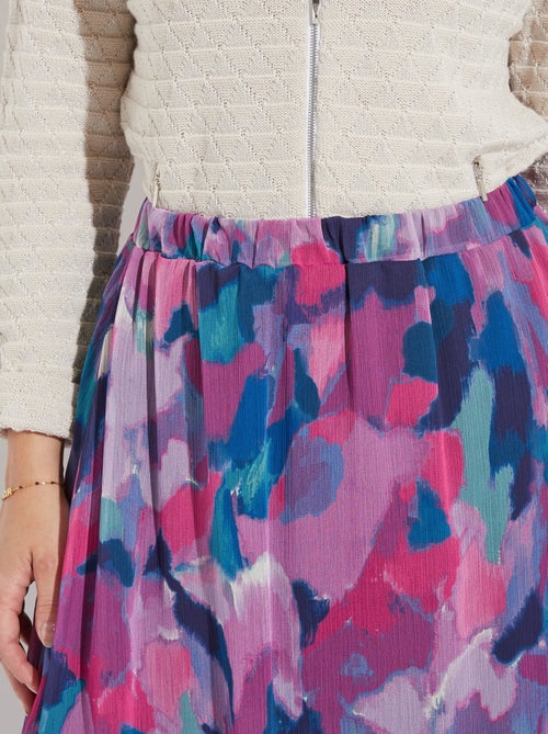 Jupe longue voile imprimé taille élastiqué - Kiabi