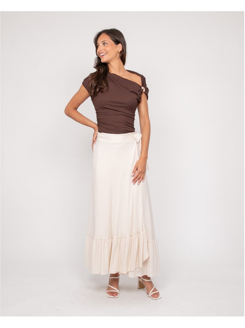 Jupe longue XADALYS Ecru - Kiabi