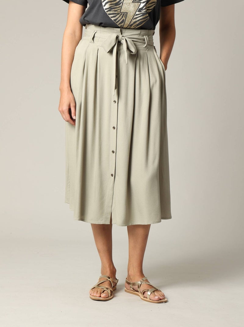 Jupe longueur midi 'Deeluxe' Vert tilleul - Kiabi