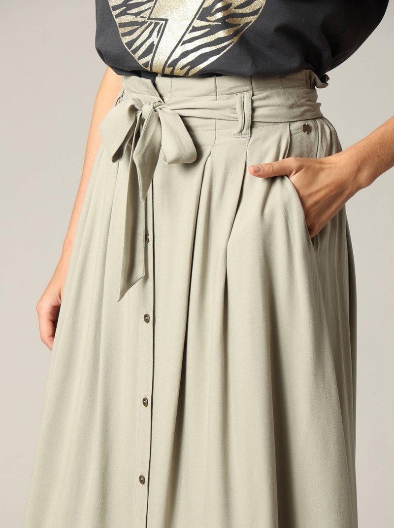 Jupe longueur midi 'Deeluxe' Vert tilleul - Kiabi