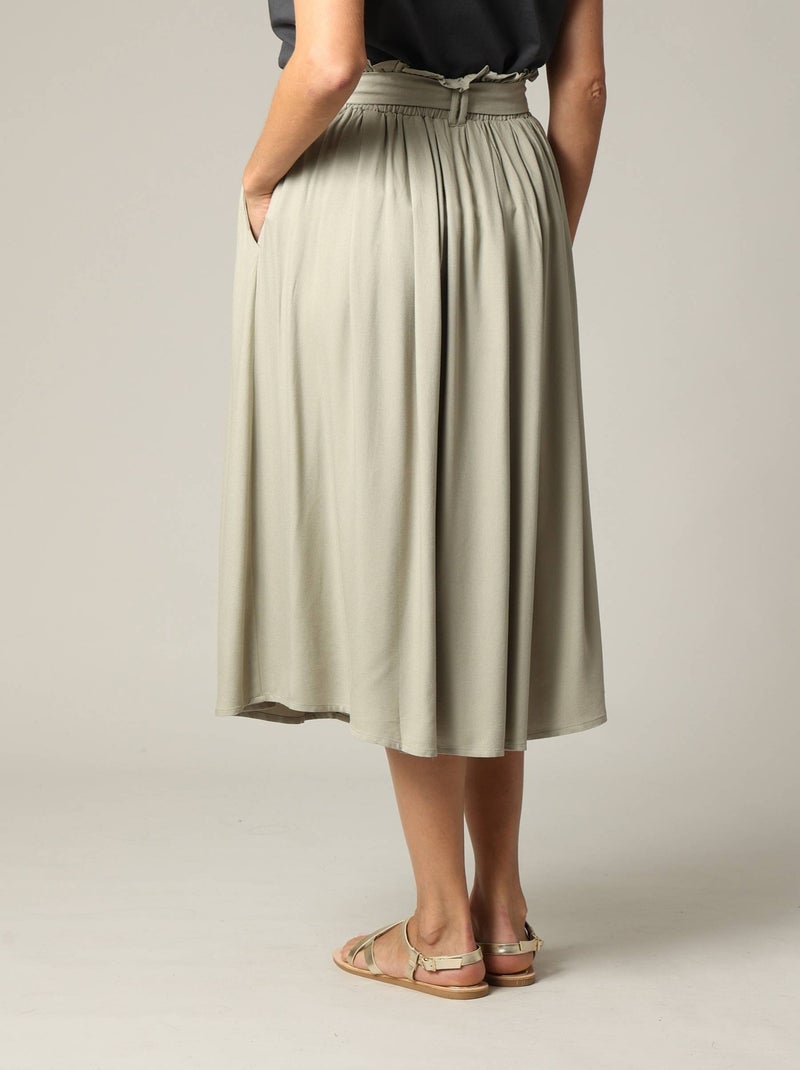 Jupe longueur midi 'Deeluxe' Vert tilleul - Kiabi