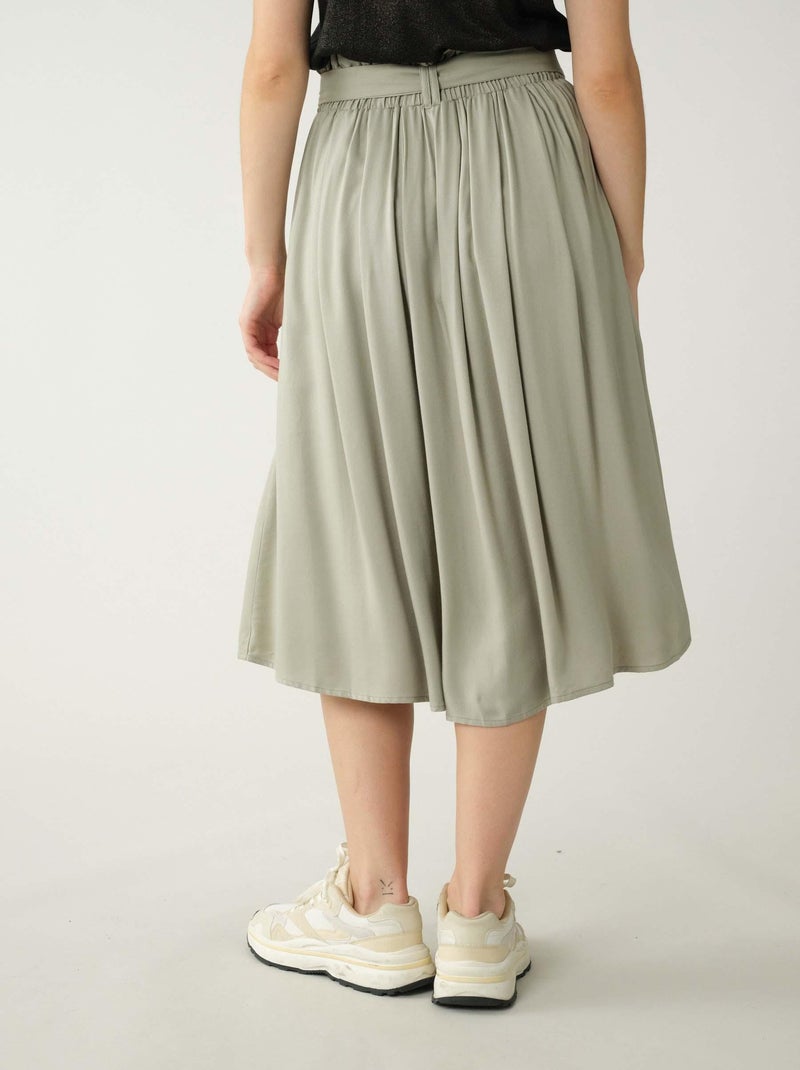 Jupe longueur midi 'Deeluxe' Vert tilleul - Kiabi