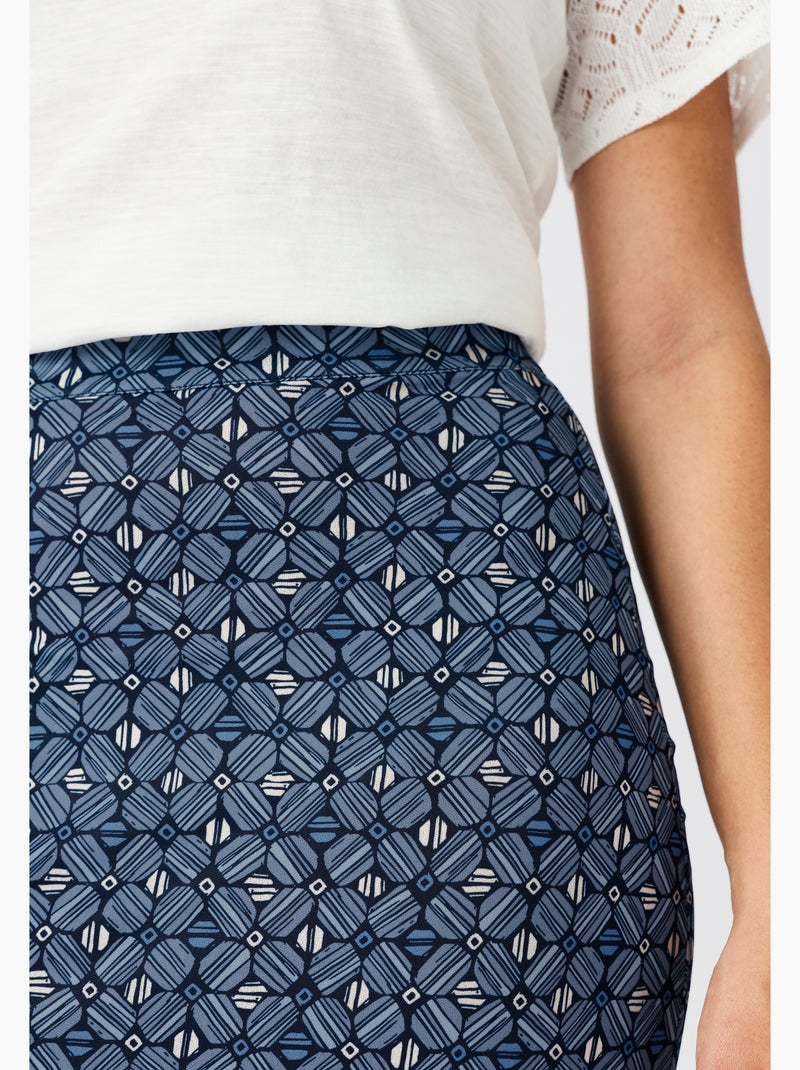 Jupe maille crêpe à fentes - damart Bleu marine - Kiabi