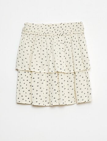 Jupe maille crêpe imprimée fleuri