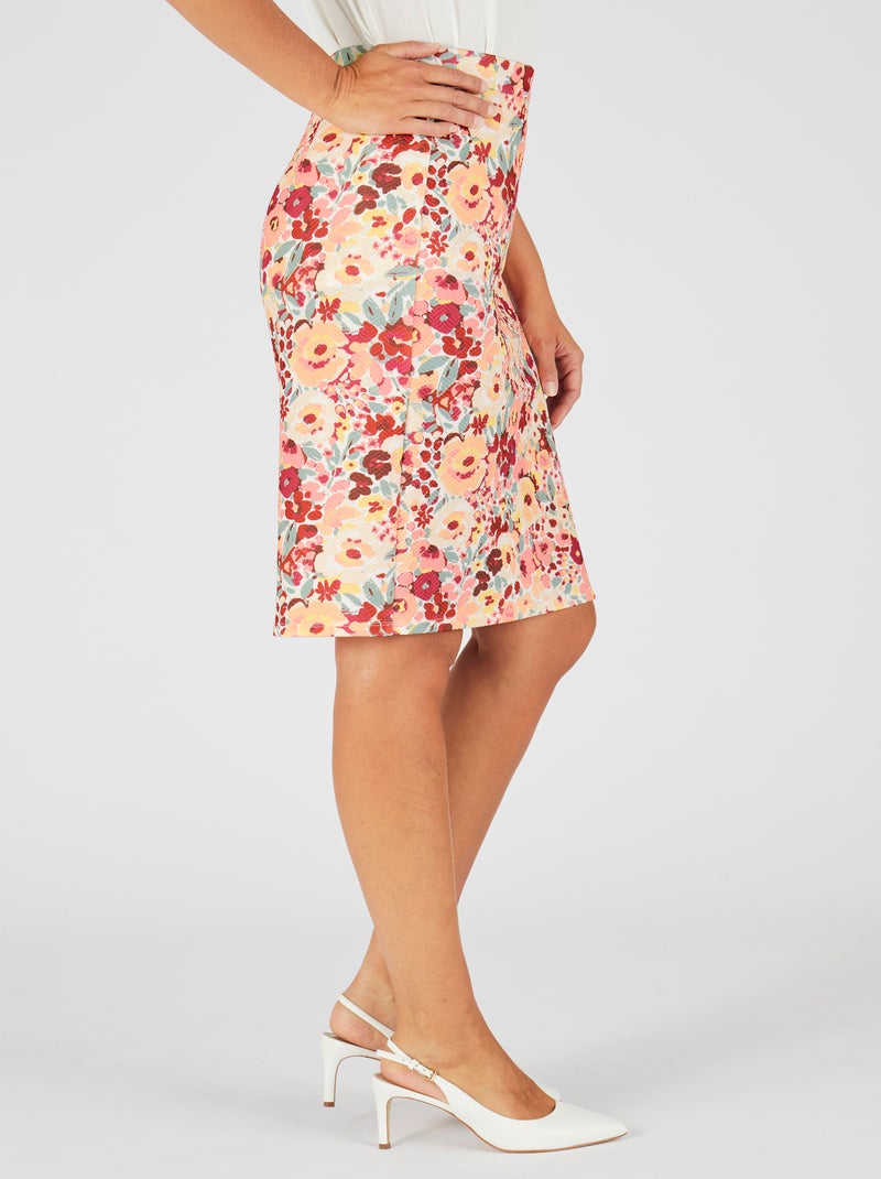 Jupe maille gaufrée extensible - Damart Rose - Kiabi