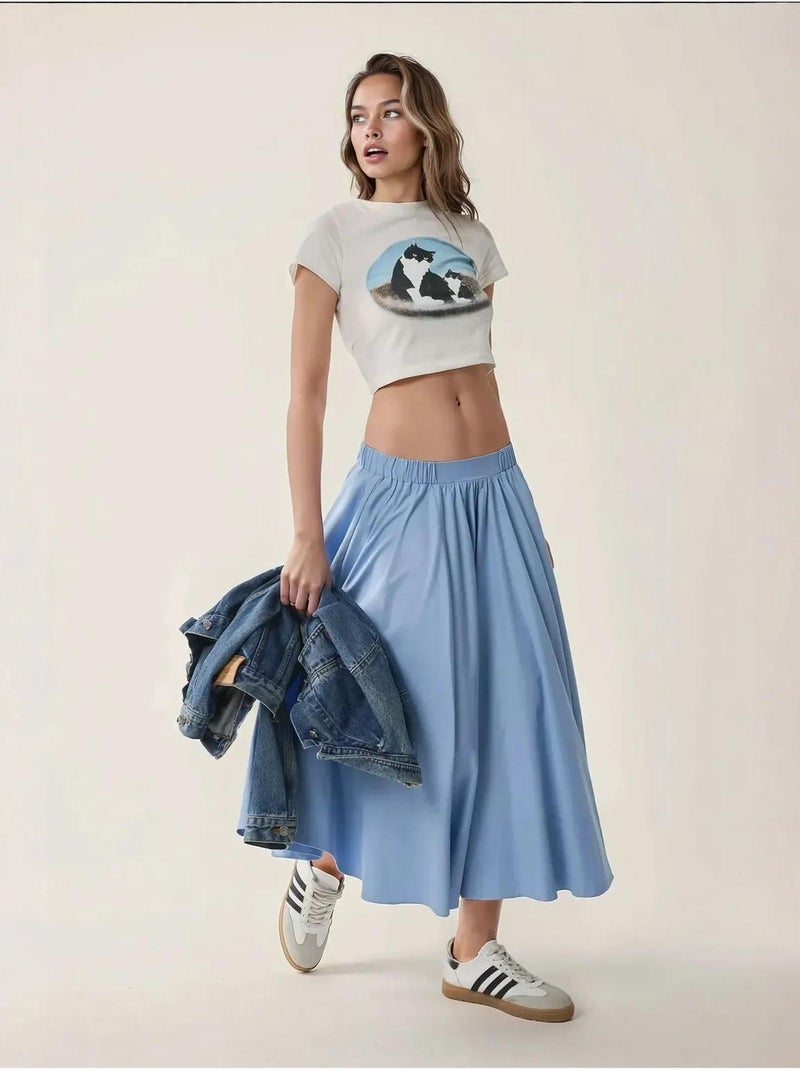 Jupe maxi a-form fit Bleu ciel - Kiabi