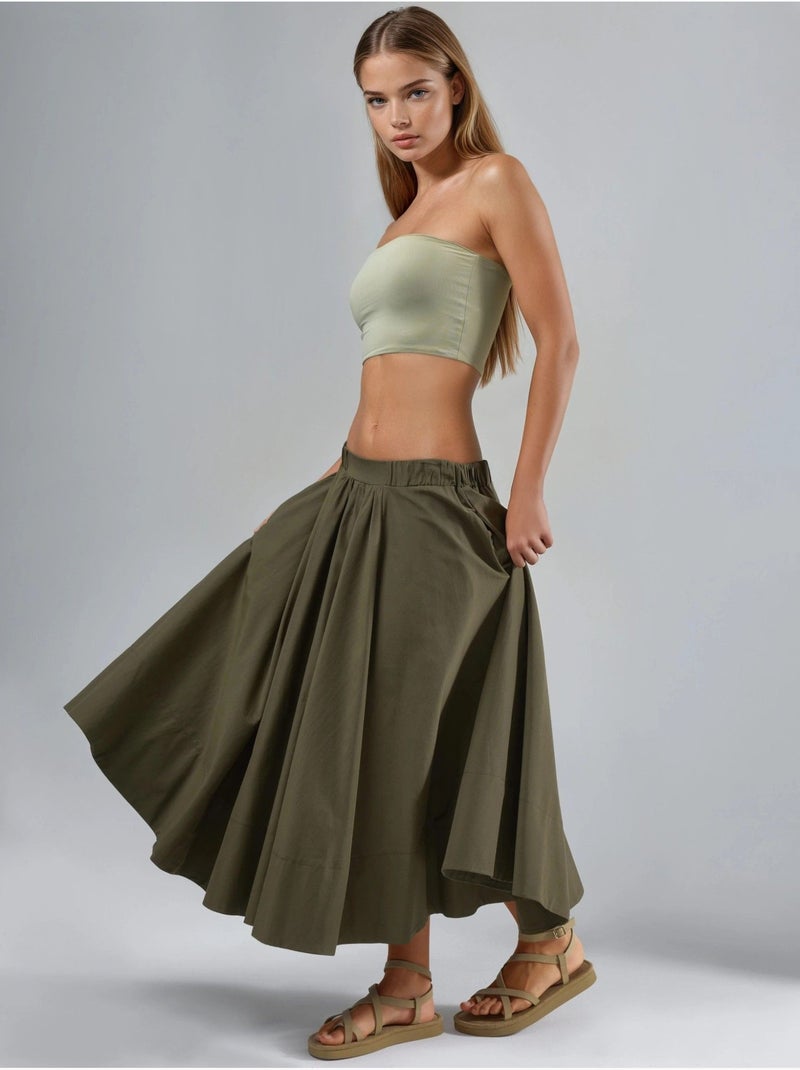 Jupe maxi a-form fit Kaki - Kiabi