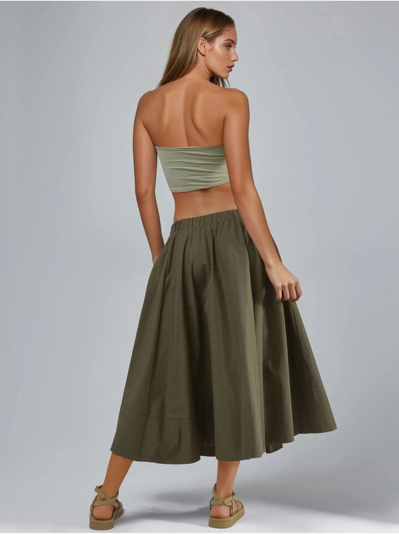 Jupe maxi a-form fit Kaki - Kiabi