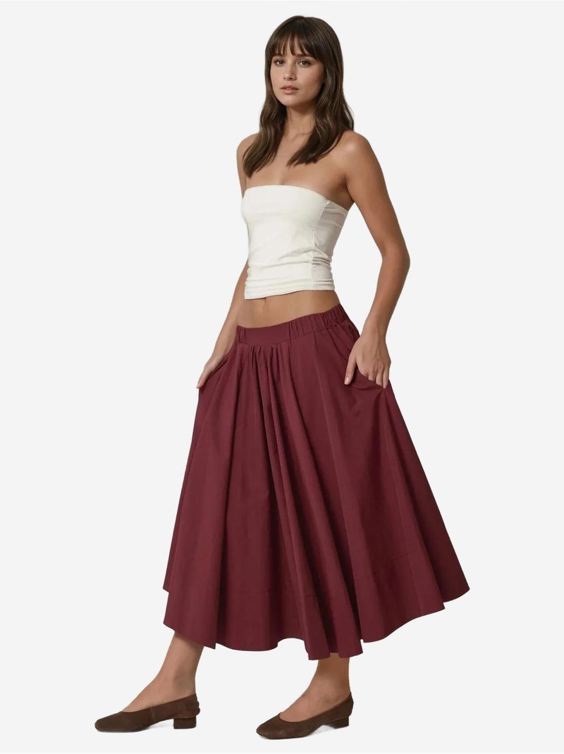 Jupe maxi a-form fit Rouge bordeaux - Kiabi