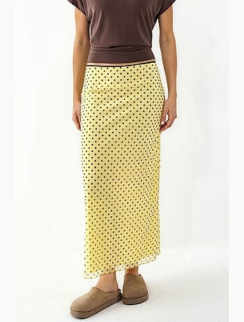 Jupe maxi en tulle stretch à pois avec détail en dentelle hiccup