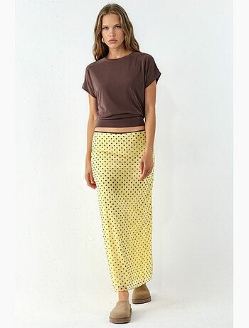 Jupe maxi en tulle stretch à pois avec détail en dentelle hiccup