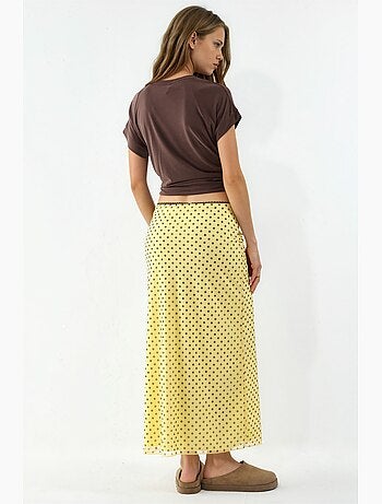 Jupe maxi en tulle stretch à pois avec détail en dentelle hiccup